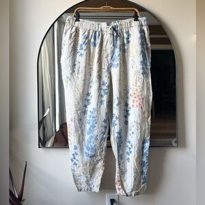 CHARLIE B | linen floral drawstring pants | size xl